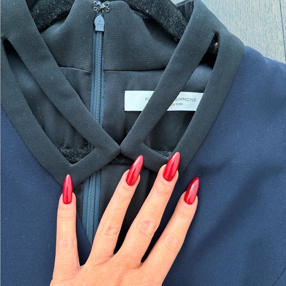 KIMORA LEE SIMMONS STUNNING Midnight Blue Long Sleeve MIDI Dress SZ 8 RARE - Picture 5 of 11